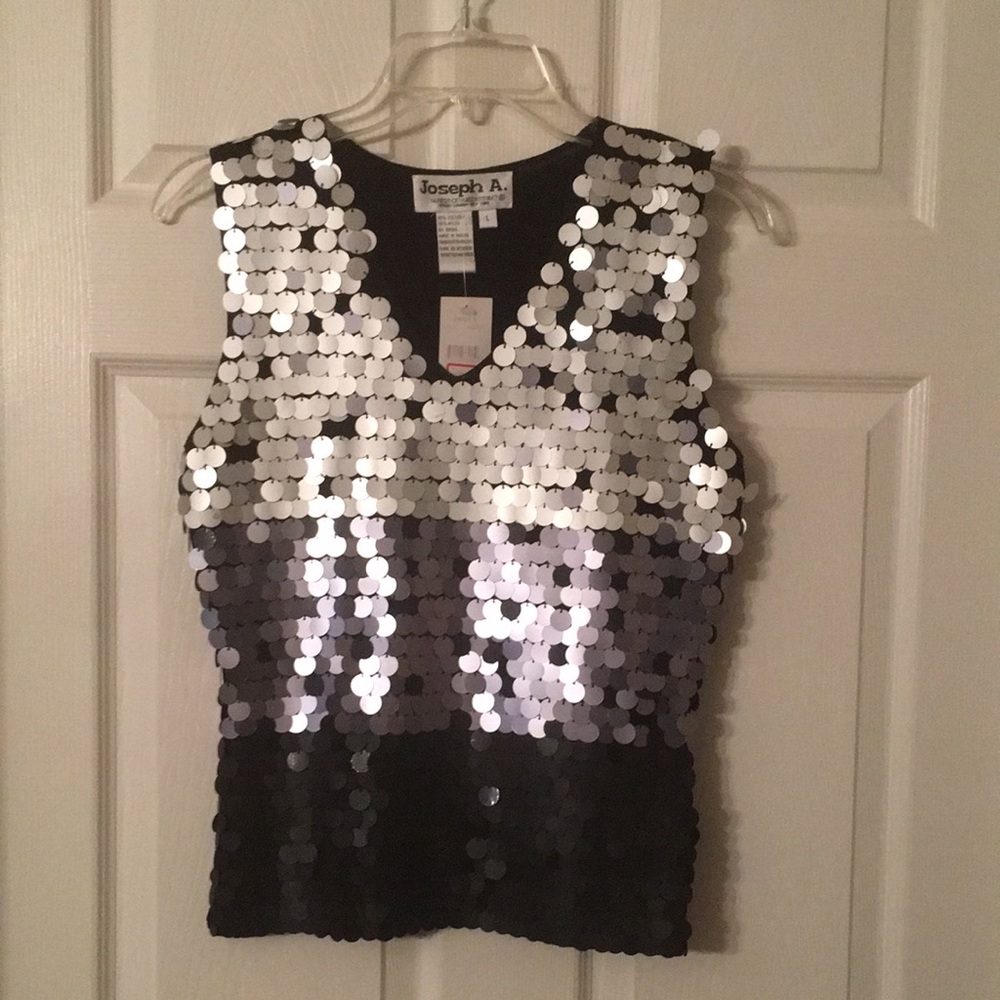 Joseph Black and Silver Sequin Women's Top